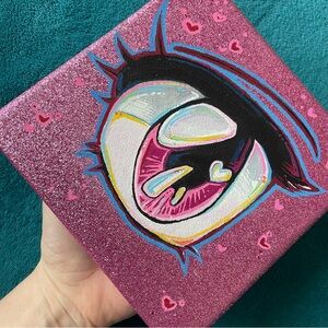 Shampoo Eye Illustrations original art piece on glitter canvas anime artwork